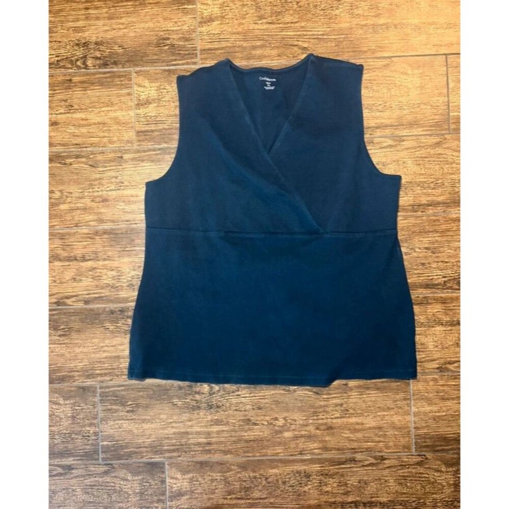 Croft & Barrow Navy Surplice Sleeveless Stretch Top - XL